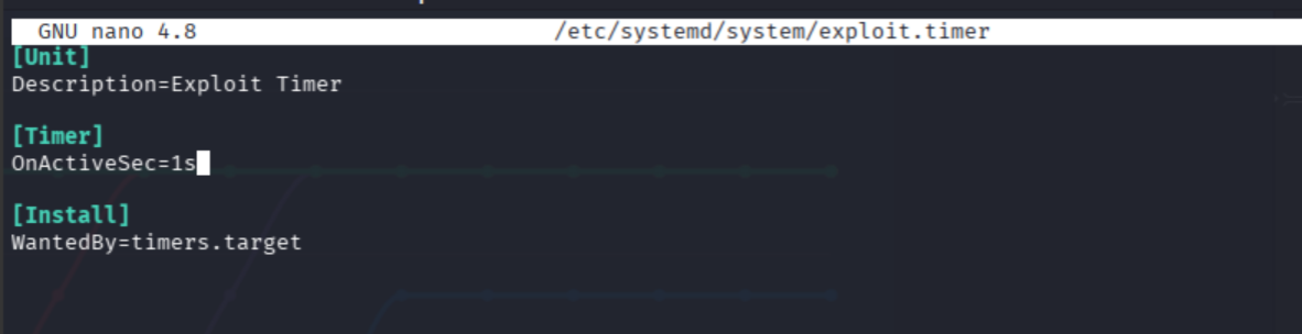 exploit.timer configured to activate after one second